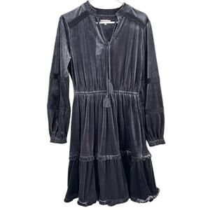 Kate & Sam Women's Gray Velvet Tiered Midi Dress (S)